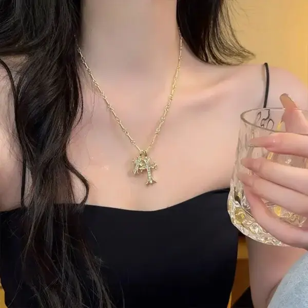 Lymphatic Magnetic Therapy Cross Design Diamond Necklace