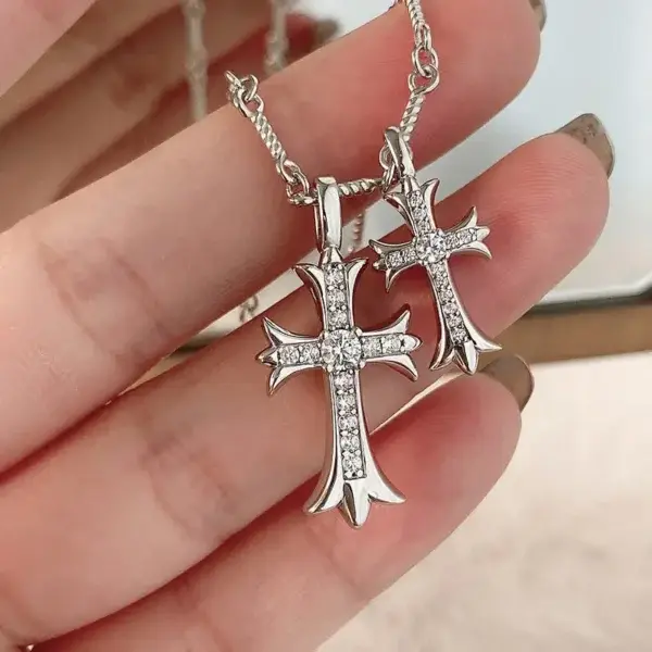 Lymphatic Magnetic Therapy Cross Design Diamond Necklace
