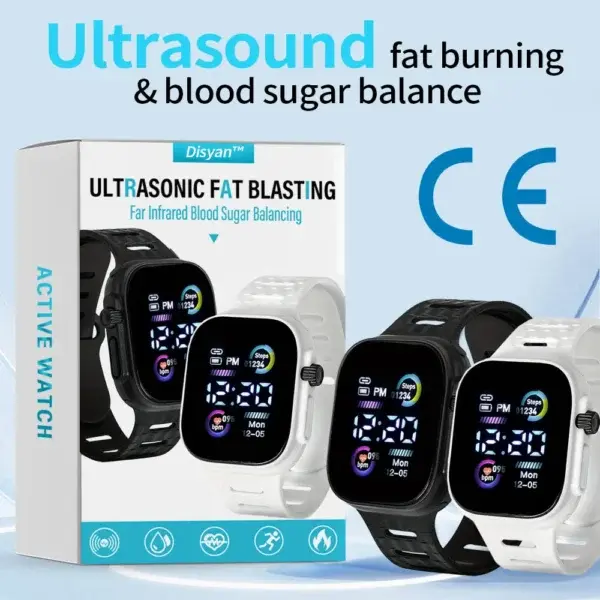 Ultrasonic fat burning and infrared glucose monitoring watch