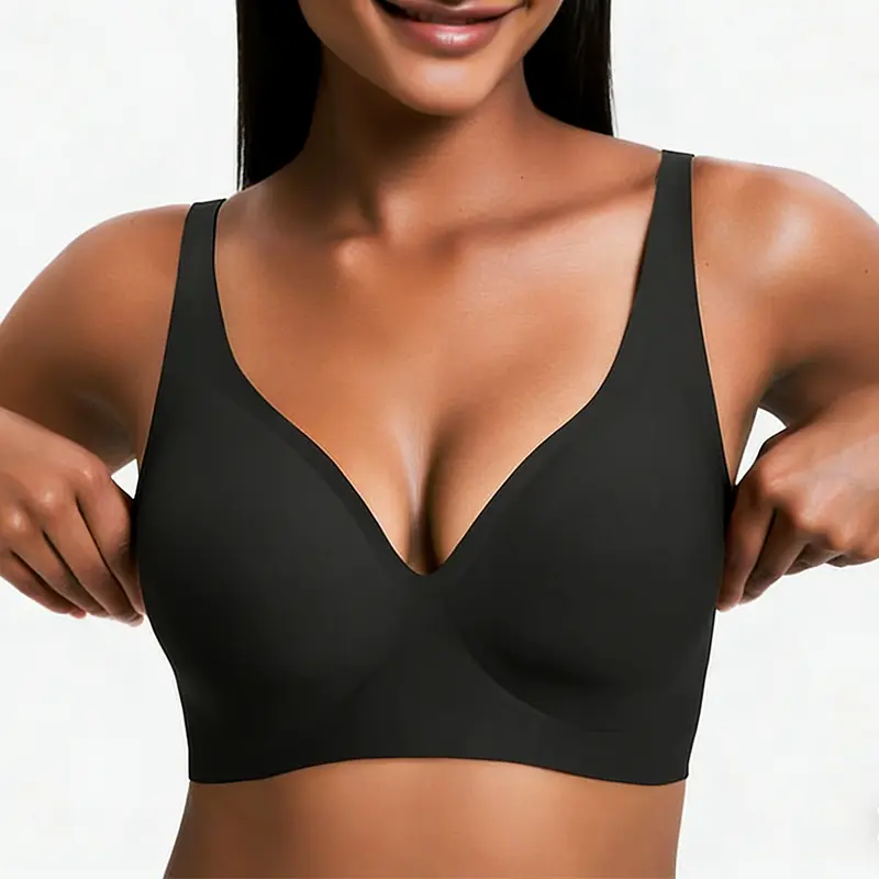 NESLEMY Wireless Push Up Bra for Women - Seamless Deep V Bralette, All-Day Comfort T-Shirt Bra for Everyday Wear - Image 10