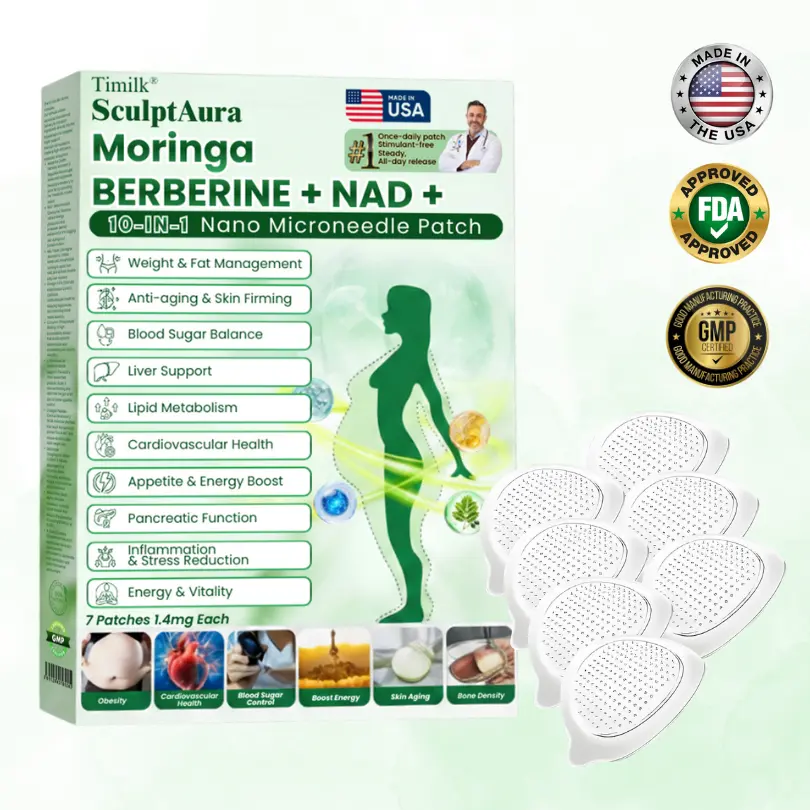 SculptAura Moringa • Berberin + NAD+ 10-in-1 Nano-Microneedle-Patch
