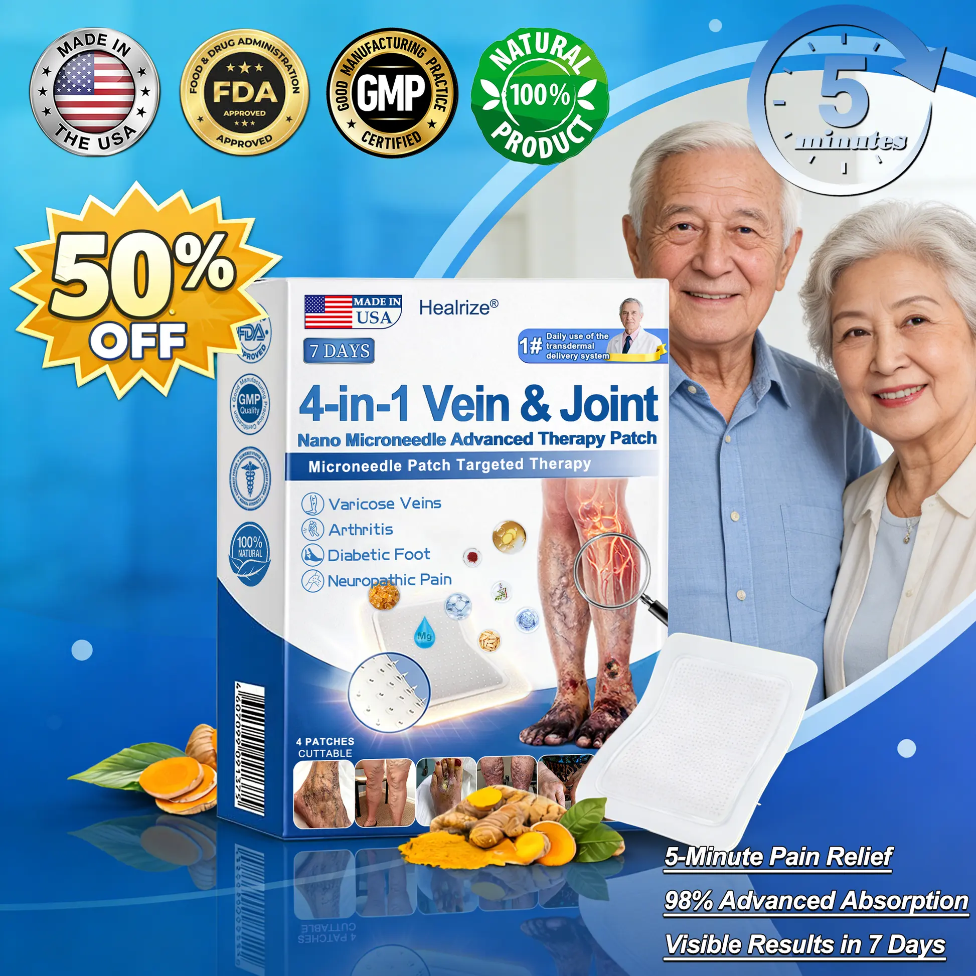🛒4-in-1 Vein & Joint Nano Microneedle Advanced Therapy Patch🔥