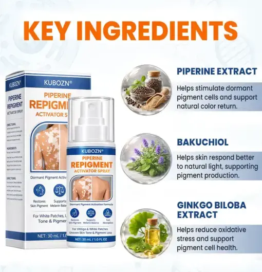 Piperine Repigment Activator Spray to Reactivate Dormant Pigment Cells & Restore Natural Skin Color - Image 2