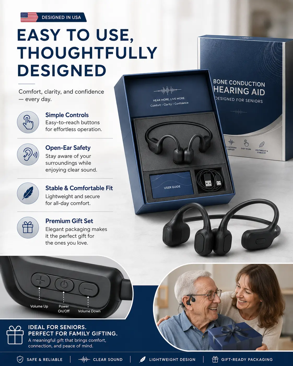 Bone Conduction Smart Hearing Headphones – Clear Sound & Open-Ear Comfort - Image 3