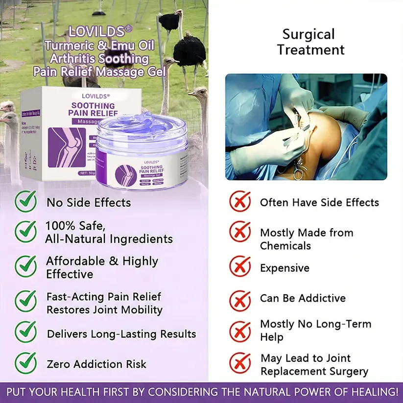 LOVILDS Clinically Trusted Arthritis Pain Relief Gel AAOS-Approved Turmeric & Emu Oil - Image 2
