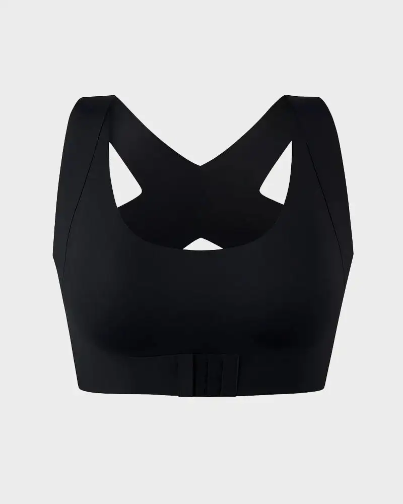 Cross Back Front Closure Wireless Posture Support Bra - Image 12