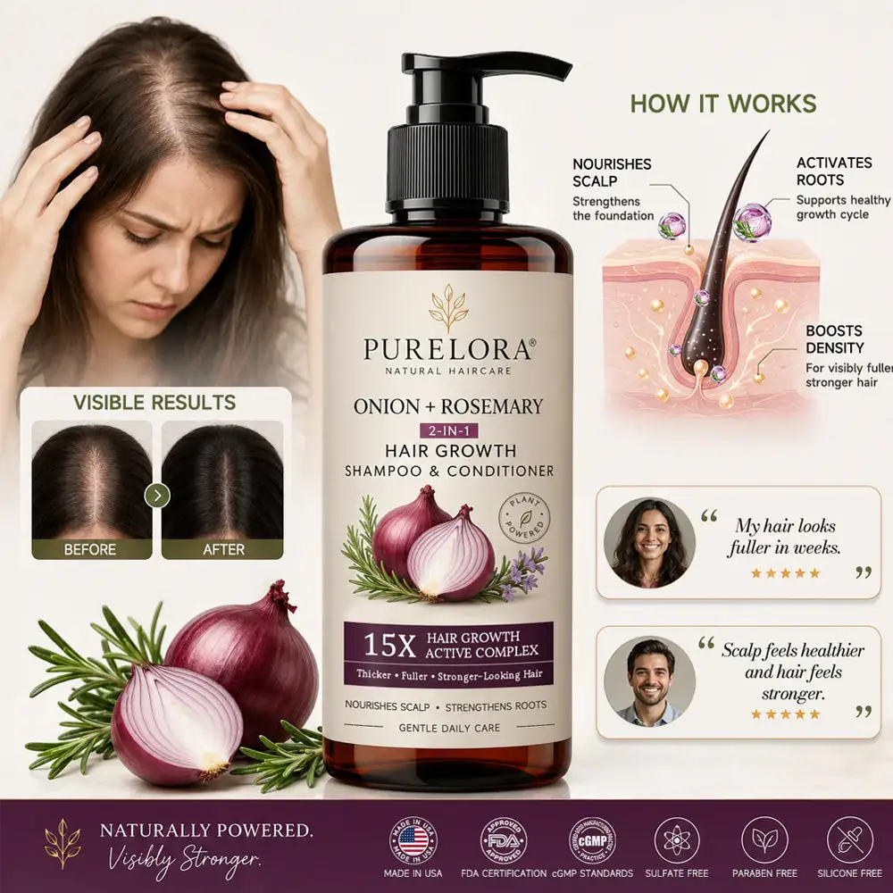Onion & Rosemary 2-in-1 Shampoo & Conditioner with 15X Active Complex for Hair Growth