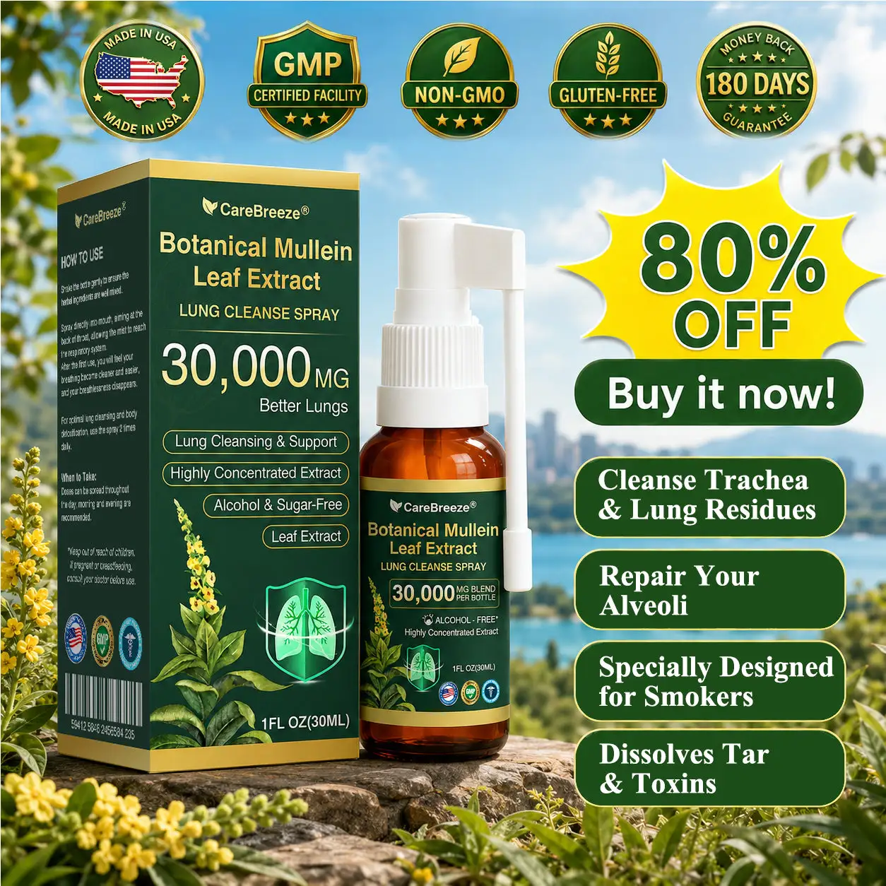 Botanical Mullein Leaf Extract Lung Cleanse Spray