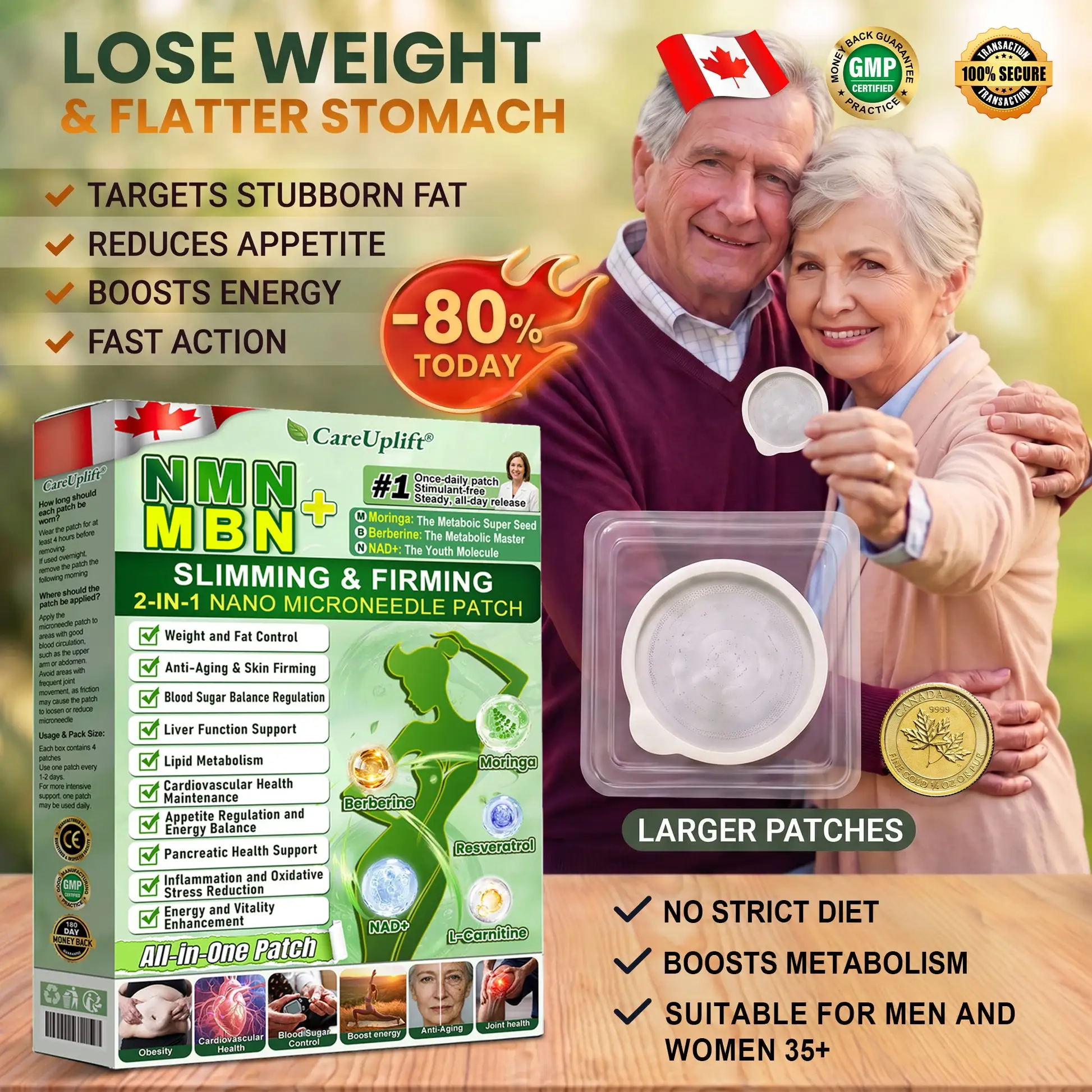Moringa · Berberine × NAD+ 10-in-1 Advanced Nano Microneedle Patch