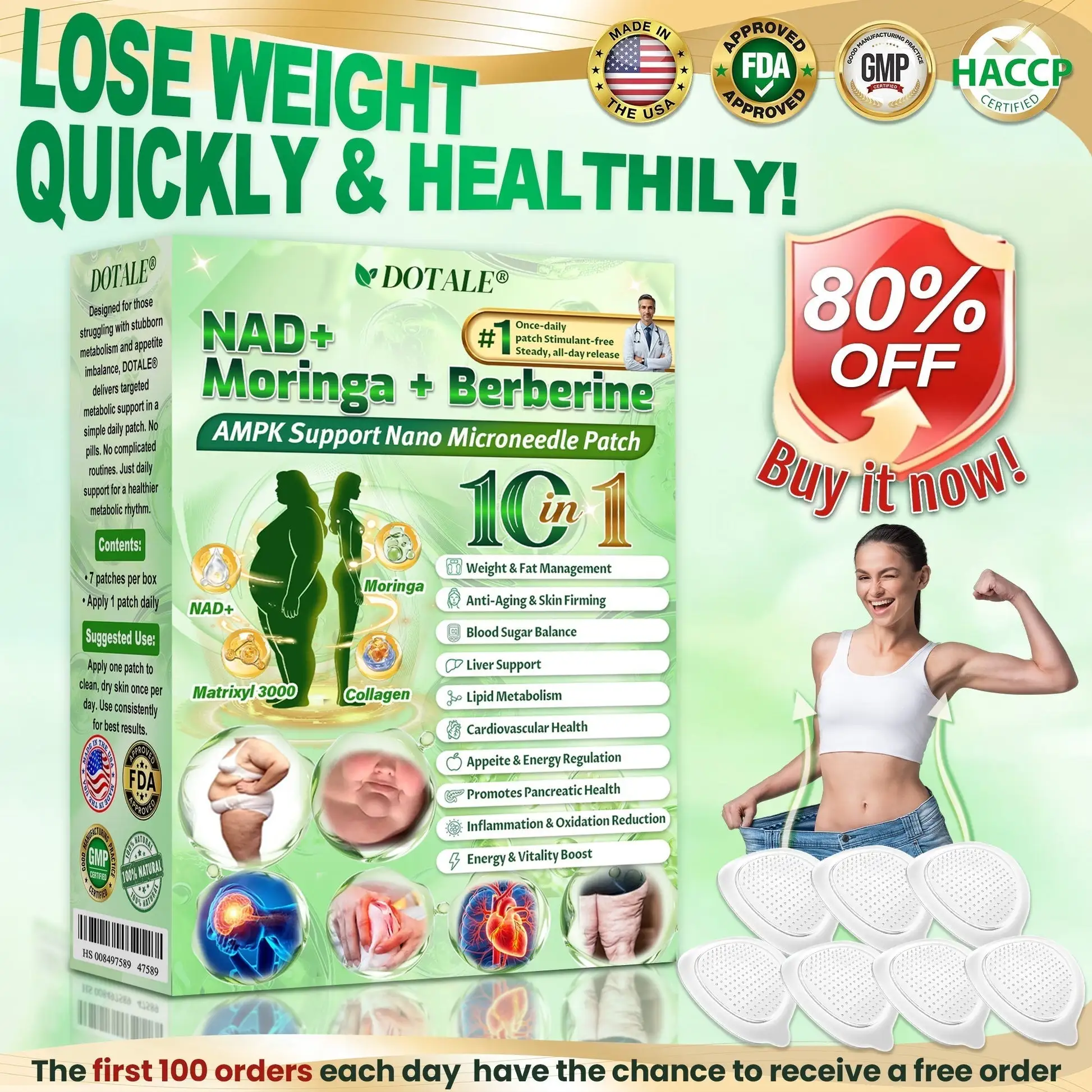 NAD+ Moringa Berberine AMPK Nano Microneedle Patch - Image 2