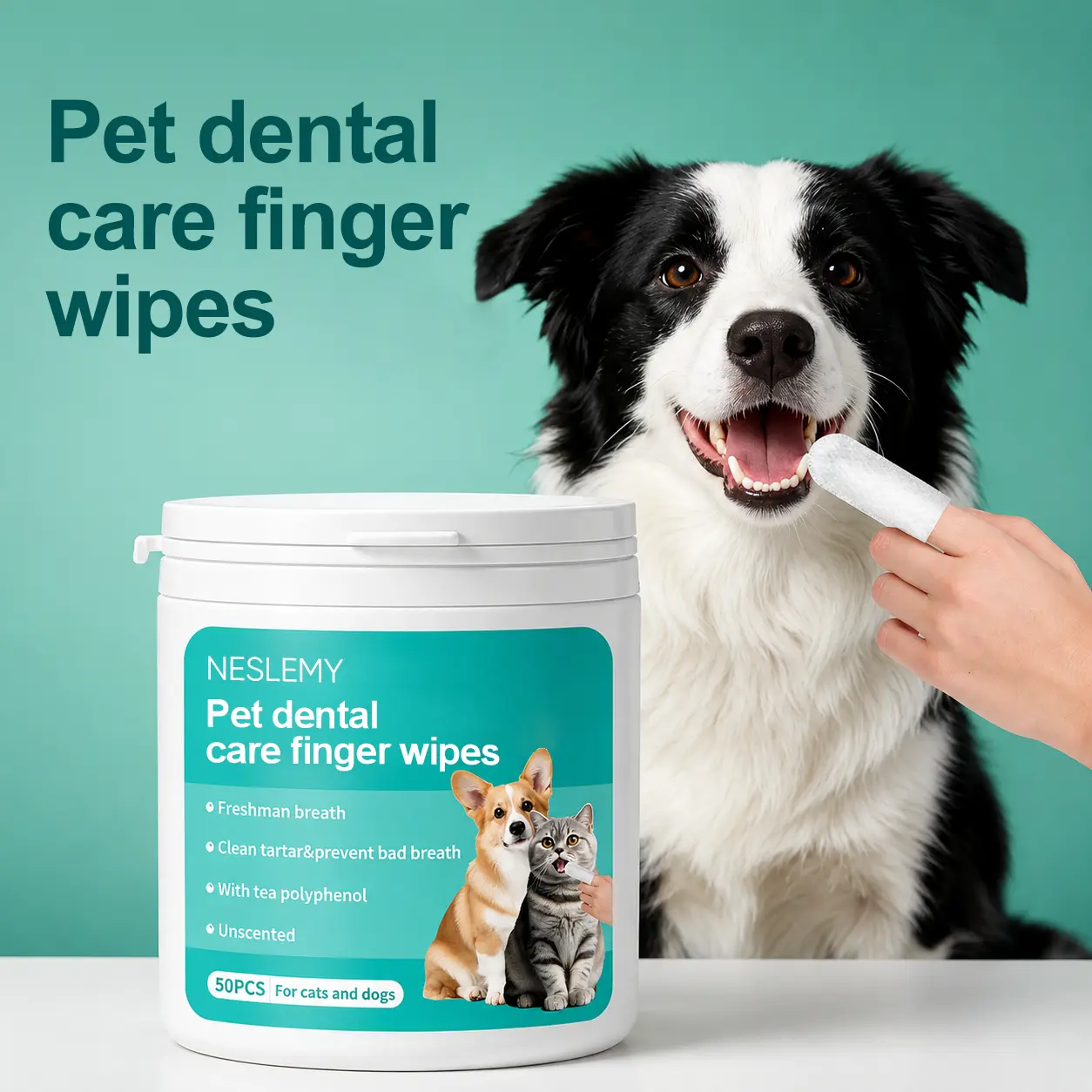 NESLEMY Pet Dental Care Finger Wipes
