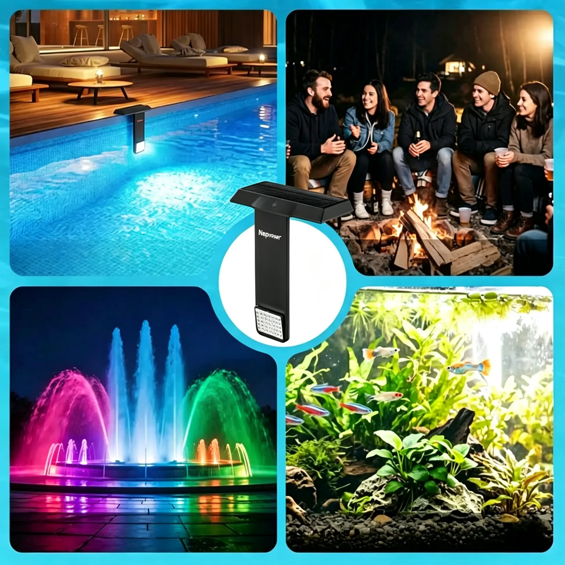Natravor Solar Pool Light – 20 RGB Colors - IP68 Waterproof - Magnetic Mount - Image 8