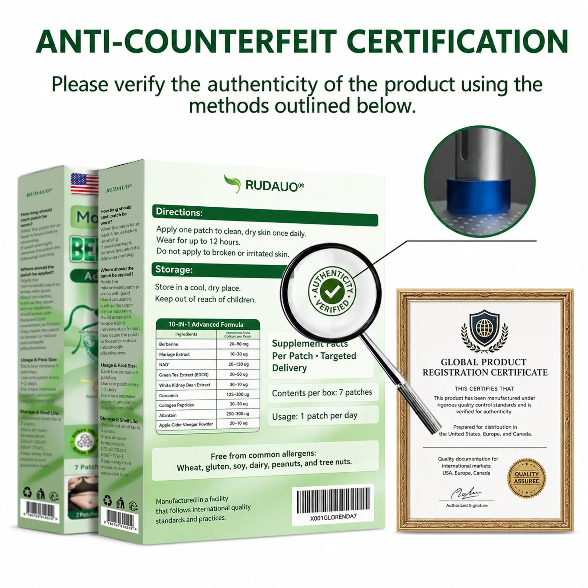 10-in-1 Moringa + Berberine + NAD+Large-Coverage Nano Microneedle Patch - Image 3
