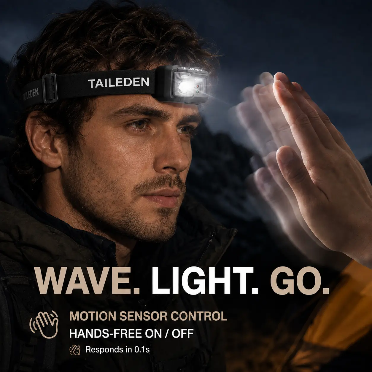TAILEDEN Rechargeable LED Headlamp – Motion Sensor & 5 Light Modes - Image 6