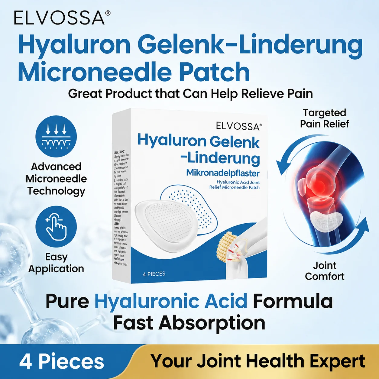 Elvossa Hyaluron Joint Recovery Microneedle Patches