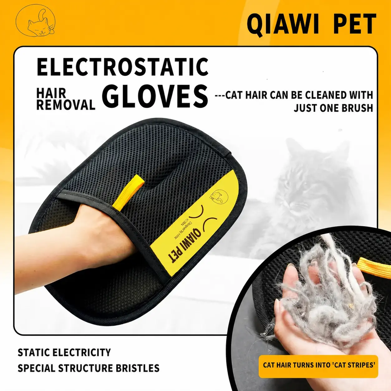 QIAWI Pet Hair Remover Glove for Cats & Dogs - Image 2