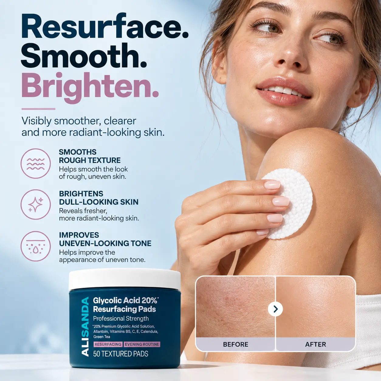 ALISANDA 20% Glycolic Acid Resurfacing Pads - Image 3