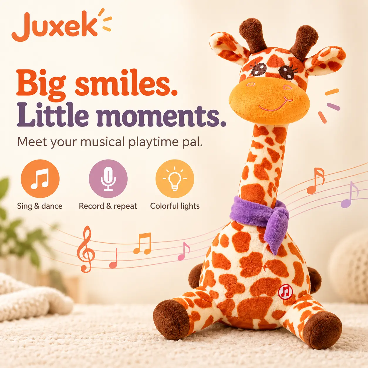 Juxek Dancing Giraffe Plush Toy - Image 3