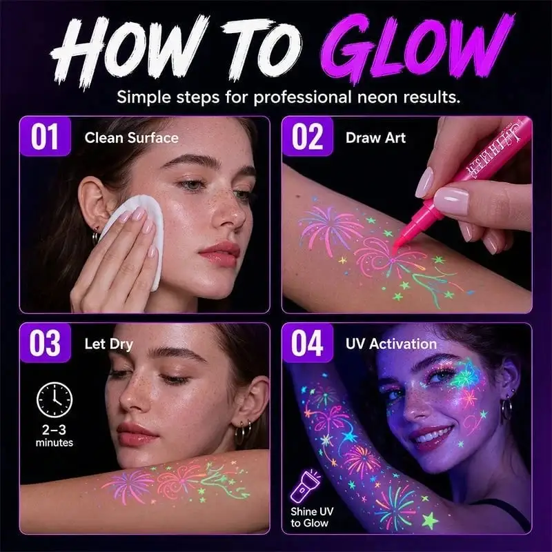 Neslemy Glow Party Tattoo Pens - Image 7