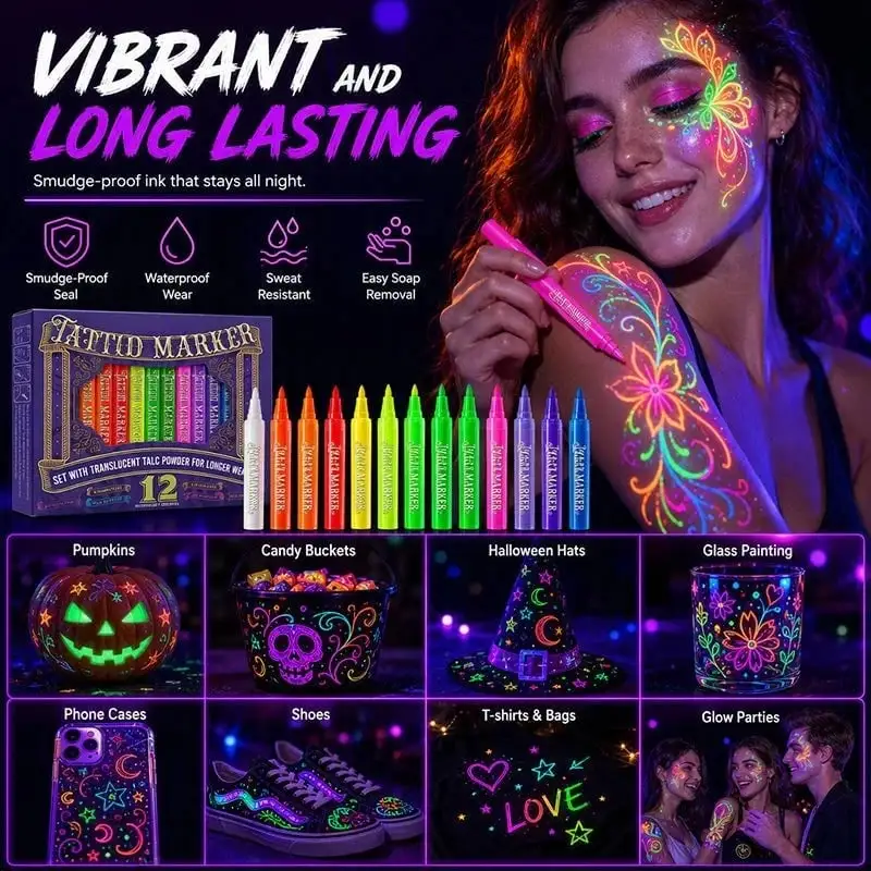 Neslemy Glow Party Tattoo Pens - Image 8