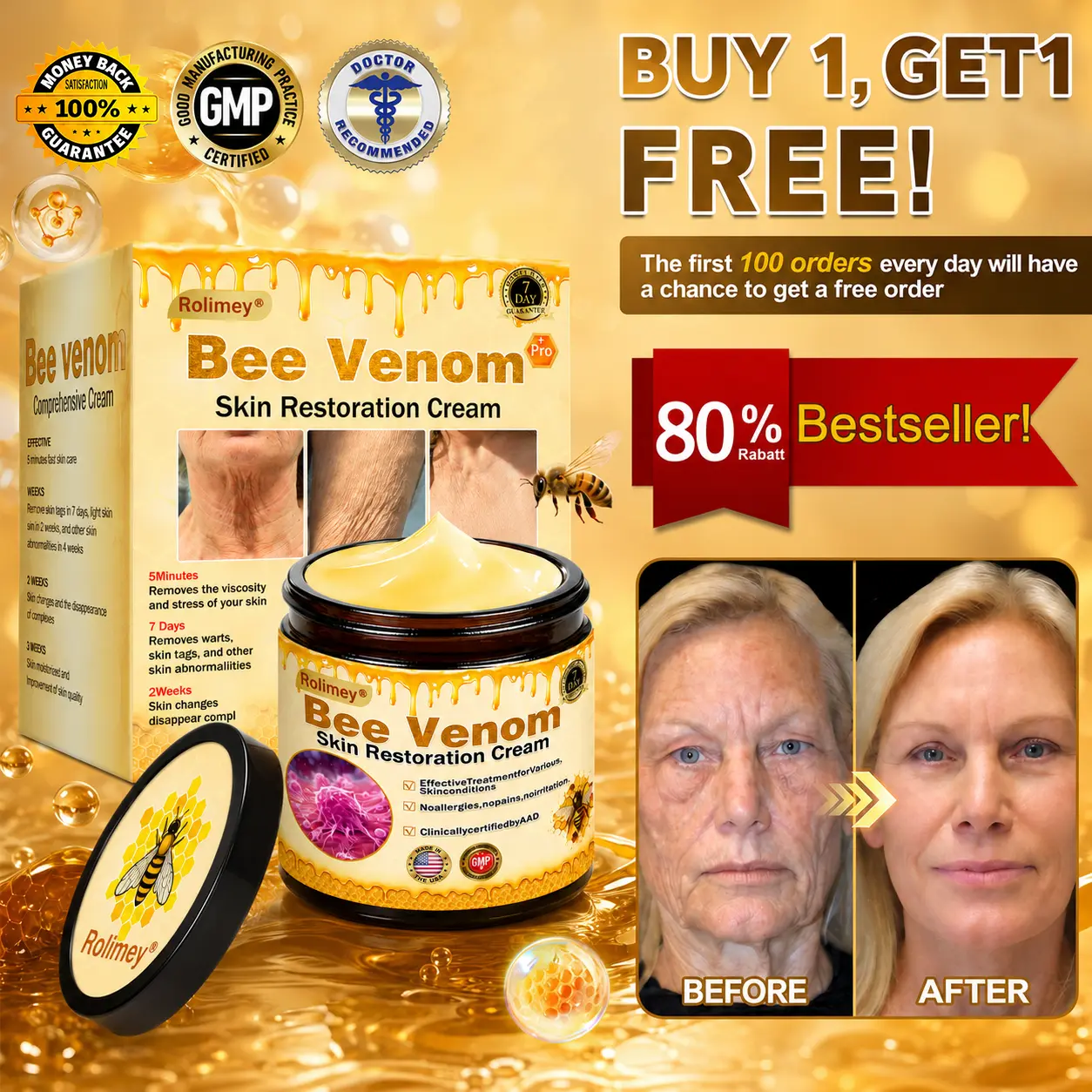 Bee venom Pro Comprehensive Cream—Tightening for Skin Types